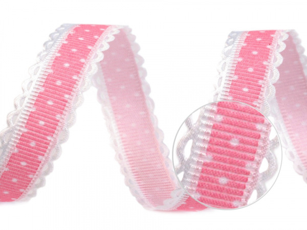 Rypsová stuha s puntíky šíře 15 mm