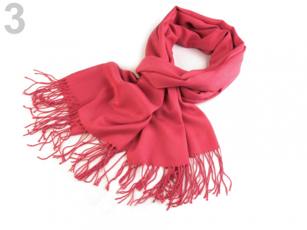 Šála jednobarevná s třásněmi 65x185 cm