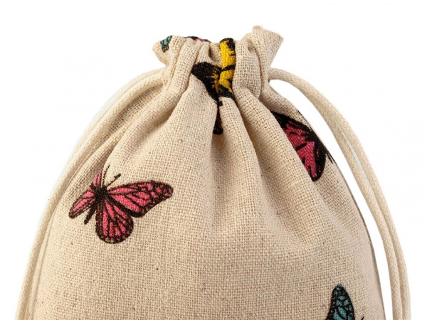 Dárkový pytlík 13x18 cm lněný s motýly