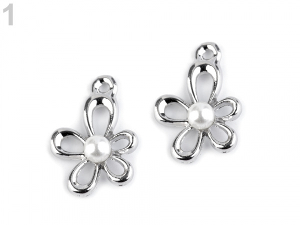 Přívěsek 13x18 mm květ s perlou