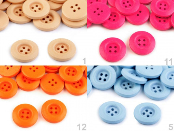 Dřevěný dekorační knoflík čtyřdírkový