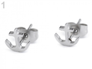 Náušnice z nerezové oceli kotvy, srdce