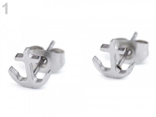 Náušnice z nerezové oceli kotvy, srdce