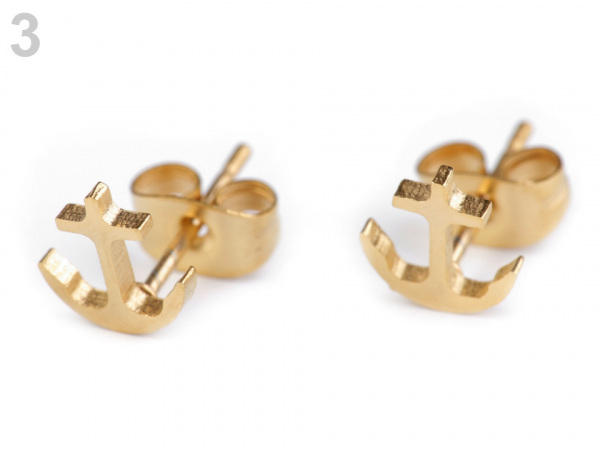 Náušnice z nerezové oceli kotvy, srdce