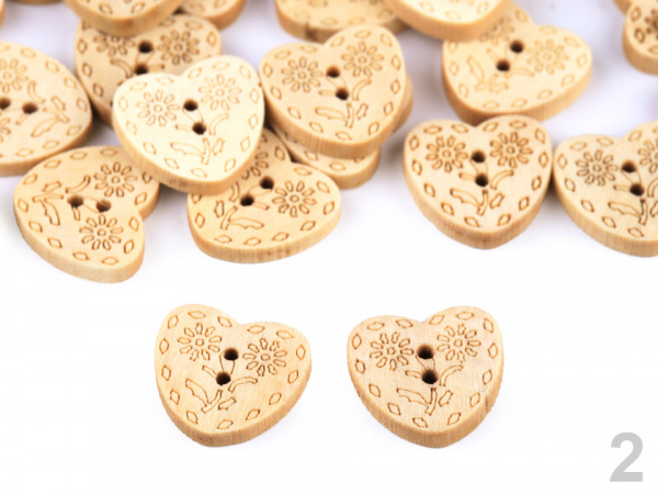 Dřevěný knoflík srdce velikost 24"