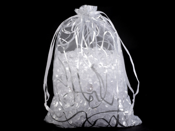 Dárkový pytlík 13,5x18,5 cm organza s ornamenty