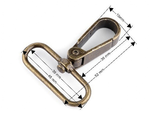 Kovová karabina s obrtlíkem průvlek 39 mm