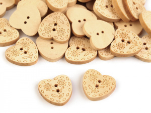 Dřevěný knoflík srdce velikost 32"