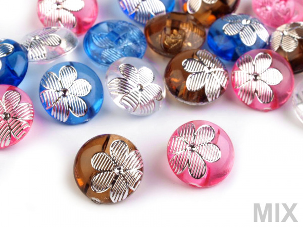 Knoflík květ s kamínkem velikost 24"