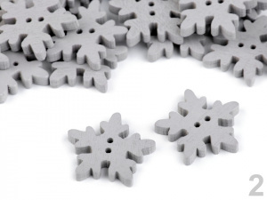 Dřevěný dekorační knoflík vločka