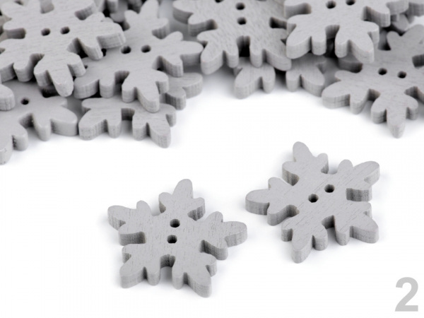 Dřevěný dekorační knoflík vločka