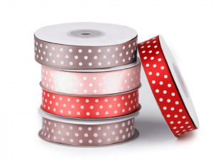 Saténová stuha s puntíky šíře 19 mm