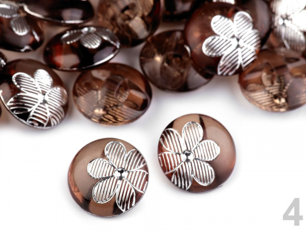 Knoflík květ s kamínkem velikost 24"