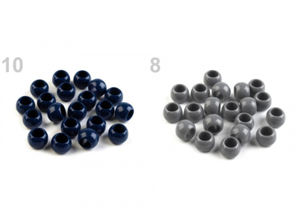 Plastové korálky s velkým průvlekem 7x10 mm