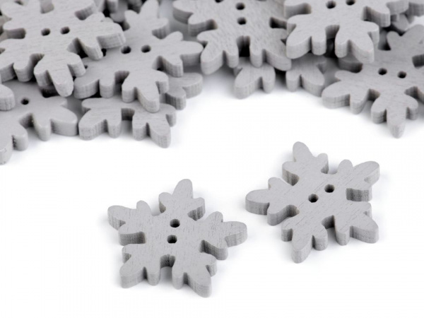 Dřevěný dekorační knoflík vločka