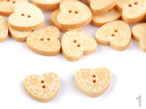 Dřevěný knoflík srdce velikost 24"