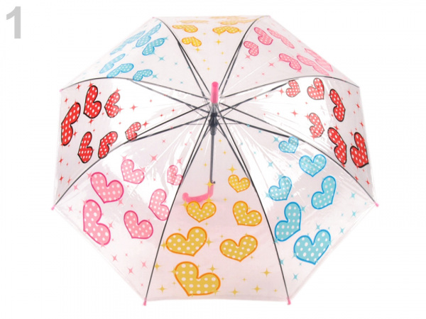 Dívčí průhledný vystřelovací deštník