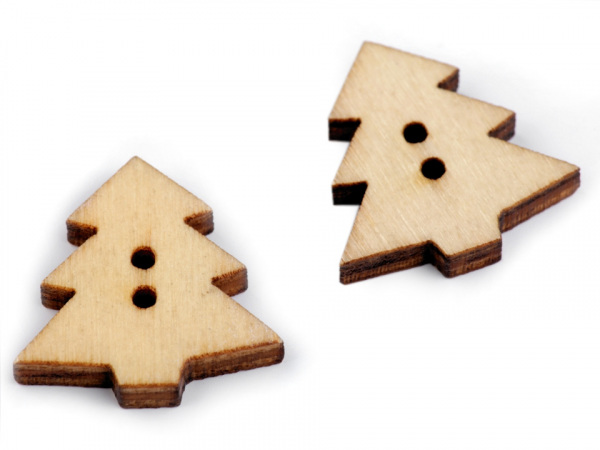 Dřevěný dekorační knoflík stromeček