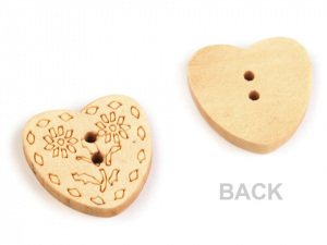 Dřevěný knoflík srdce velikost 32"