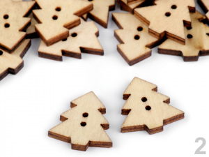 Dřevěný dekorační knoflík stromeček