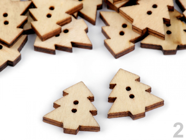 Dřevěný dekorační knoflík stromeček