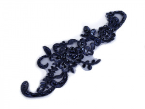 Monofilová aplikace / vsadka 10x30 cm s flitry a perlami