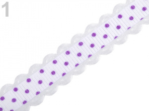 Rypsová stuha s puntíky šíře 15 mm