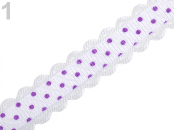 Rypsová stuha s puntíky šíře 15 mm