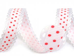 Rypsová stuha s puntíky šíře 15 mm