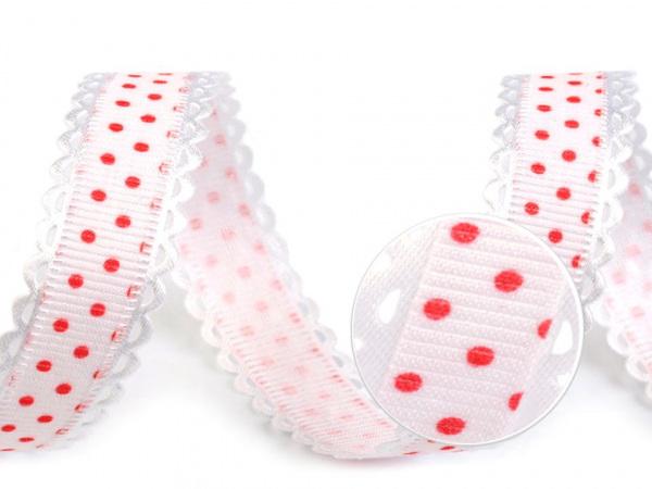 Rypsová stuha s puntíky šíře 15 mm