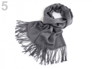 Šála jednobarevná s třásněmi 65x185 cm