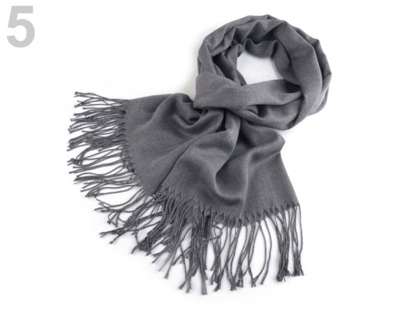 Šála jednobarevná s třásněmi 65x185 cm