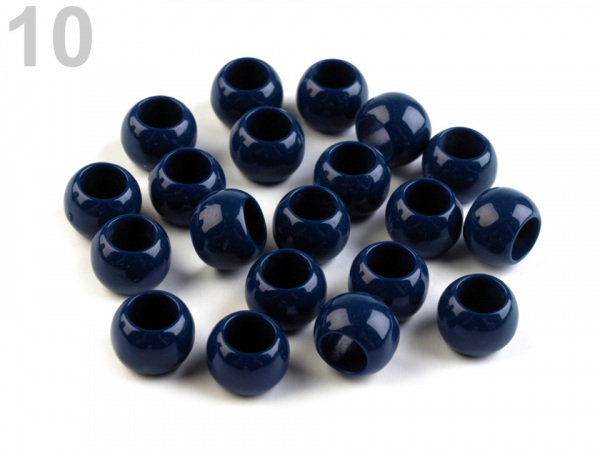 Plastové korálky s velkým průvlekem 7x10 mm