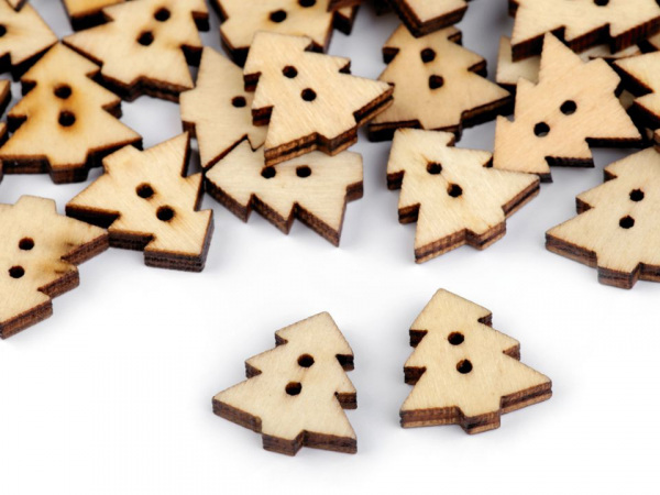 Dřevěný dekorační knoflík stromeček