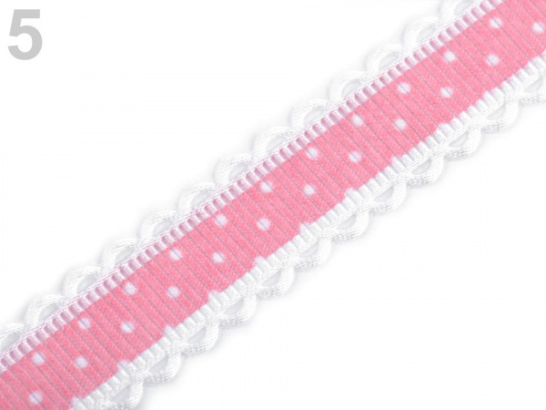Rypsová stuha s puntíky šíře 15 mm