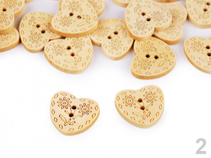 Dřevěný knoflík srdce velikost 32"