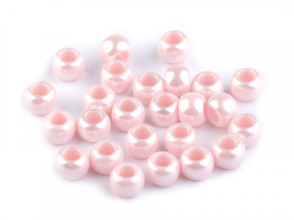Plastové perly s velkým průvlekem 6x8 mm