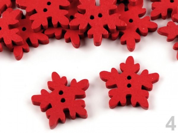 Dřevěný dekorační knoflík vločka