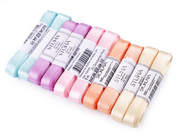 Atlasová stuha svazky po 5 m šíře 10 mm