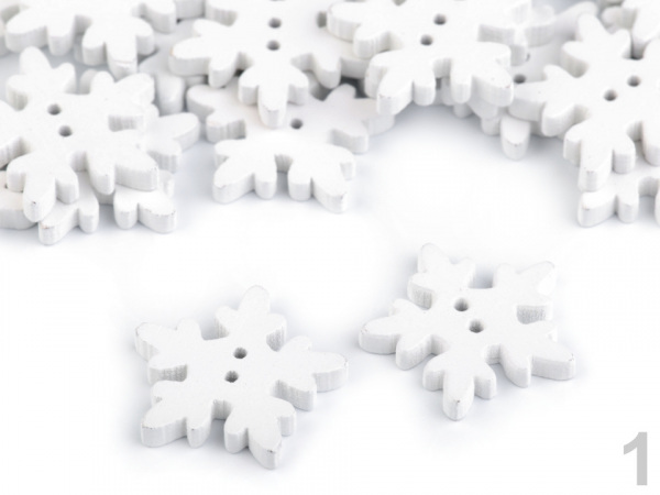 Dřevěný dekorační knoflík vločka