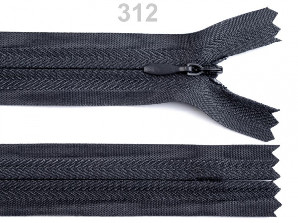 Spirálový zip skrytý šíře 3 mm délka 18 cm