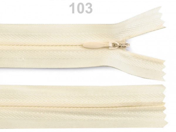 Spirálový zip skrytý šíře 3 mm délka 18 cm