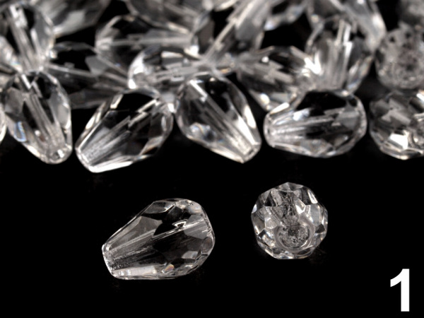 Skleněné korálky broušené kapky 7x10 mm