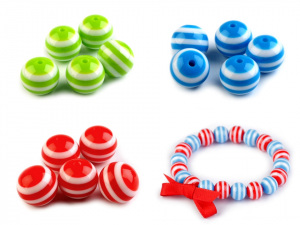 Plastové korálky s proužkem Ø16 mm