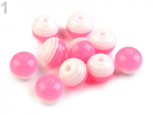 Plastové korálky s proužkem Ø10 mm