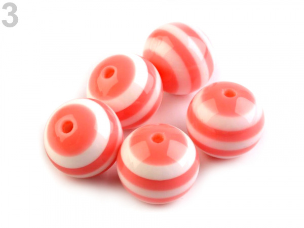 Plastové korálky s proužkem Ø16 mm