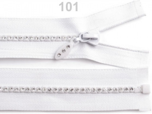 Kostěný zip šíře 4 mm délka 55 cm se štrasovými kamínky