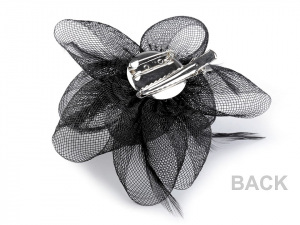 Brož / ozdoba do vlasů květ s peřím