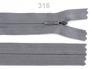 Spirálový zip skrytý šíře 3 mm délka 35 cm