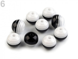 Plastové korálky s proužkem Ø10 mm